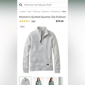 Llbean women’s quilted sweatshirt. Light worn